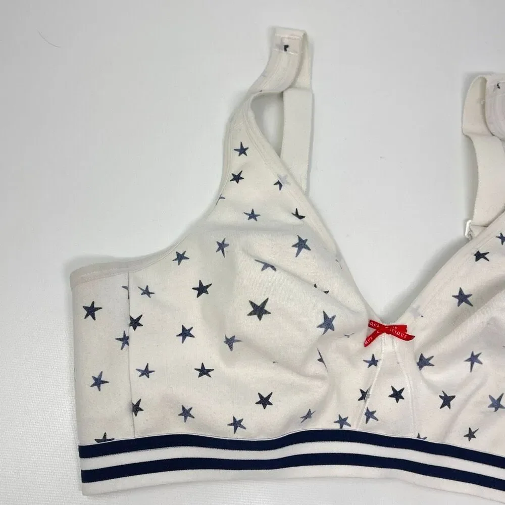 Cacique Lane Bryant Unlined Full Coverage No Wire White Stars Bra Women Size 42D
